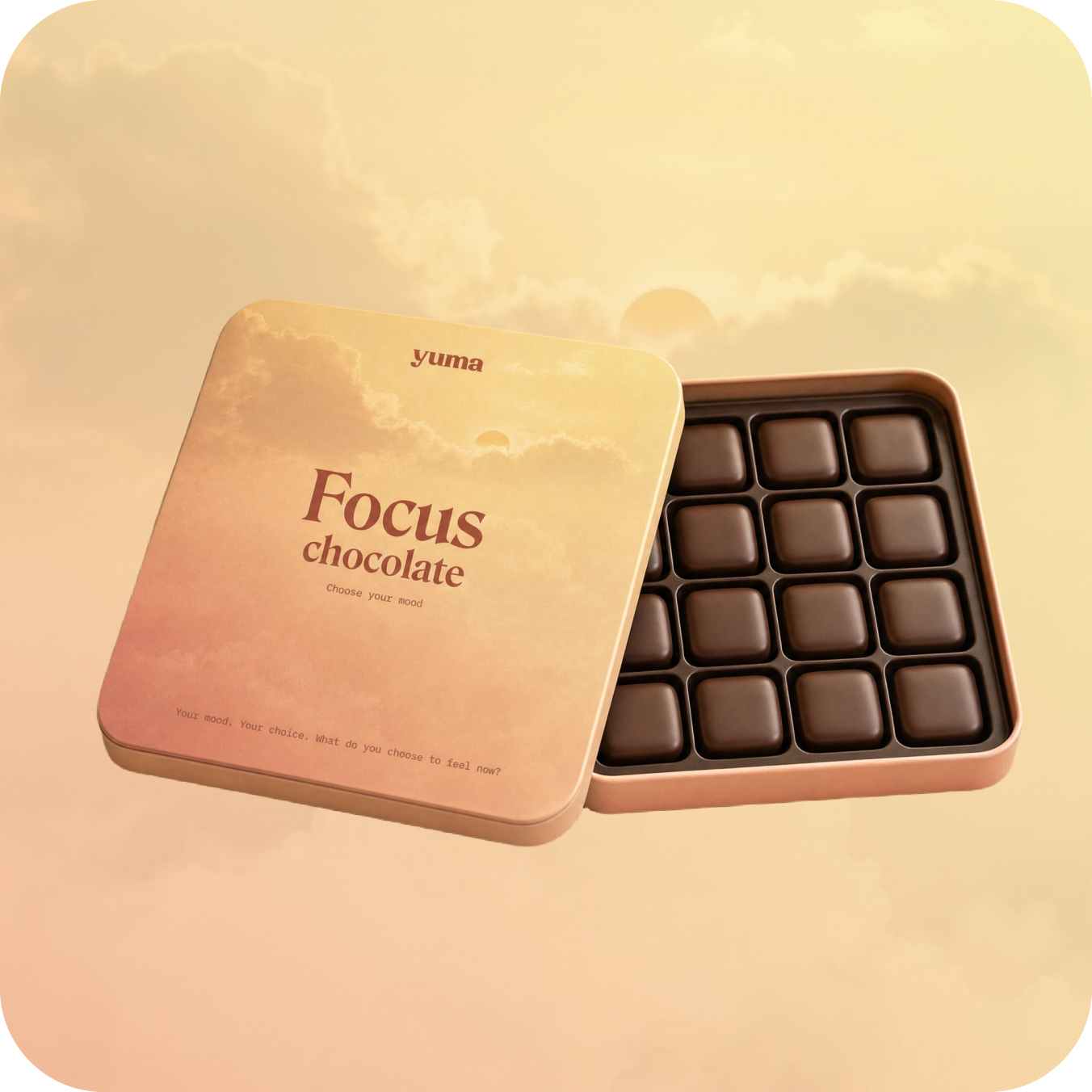 Yuma Focus chocolate tin, open